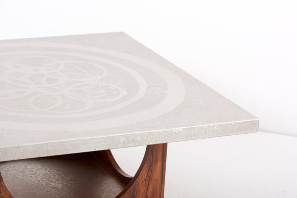 Aluminum Edged Coffee Table with Wooden Base, Germany, 1970s-SFD-962795