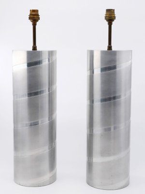 Aluminum Jacques Charpentier Style Tube Table Lamps, 1970s, Set of 2-YBU-1355096