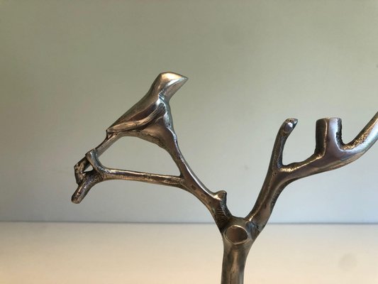 Aluminum Service Pieces with Bird Decorations and Branches, 1970s, Set of 3-BA-1458014