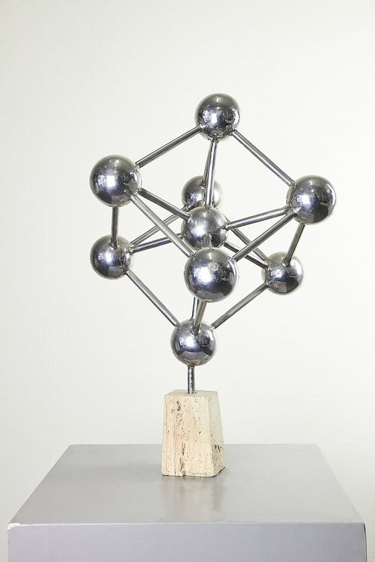 Aluminum & Travertine Atomic Sculpture, 1970s