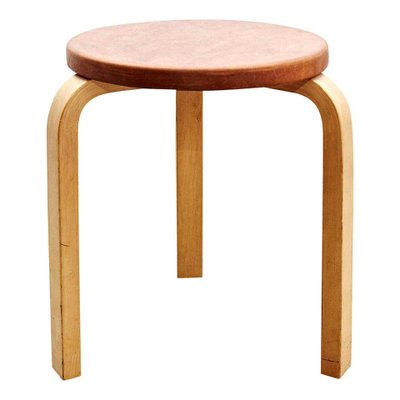 Alvar Aalto Stool in Leather for Artek, 1960s-WM-1305839