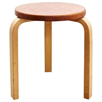 Alvar Aalto Stool in Leather for Artek, 1960s-WM-1305839