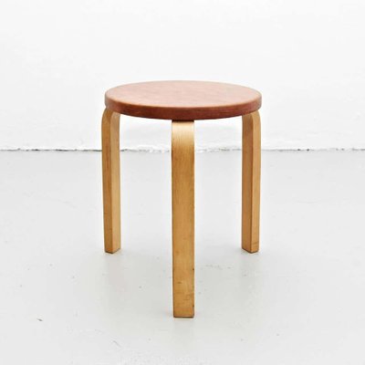 Alvar Aalto Stool in Leather for Artek, 1960s-WM-1305839