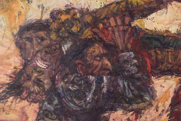 Alvaro, Battle Scene, 1960s, Oil on Canvas, Framed-AOI-1106788