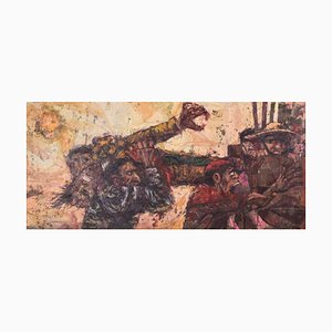 Alvaro, Battle Scene, 1960s, Oil on Canvas, Framed-AOI-1106788