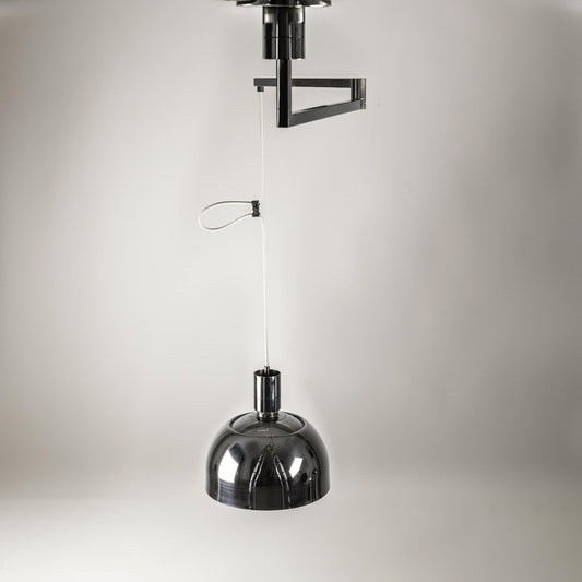 AM/AS Ceiling Lamp with Chromed Swing Arm by Franco Albini for Sirrah, 1960s