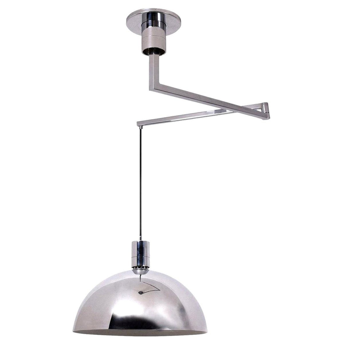 AM/AS Ceiling Lamp with Chromed Swing Arm by Franco Albini for Sirrah, 1960s