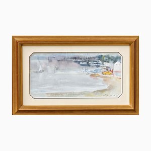 Amadeu Casals, Landscape Composition Drawing, Watercolor on Paper, Framed-PTH-1348147