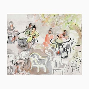 Amadeu Casals, Under the Trees, Watercolor on Paper, Framed-PTH-1348141