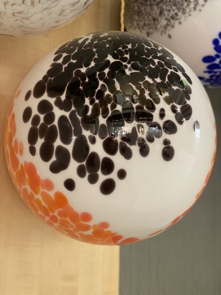 Amber and Black Murrine Sphere Lamp in Murano Glass from Simoeng