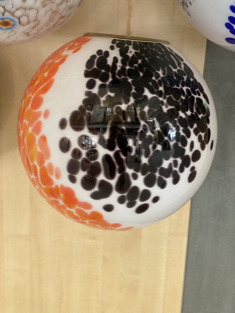 Amber and Black Murrine Sphere Lamp in Murano Glass from Simoeng