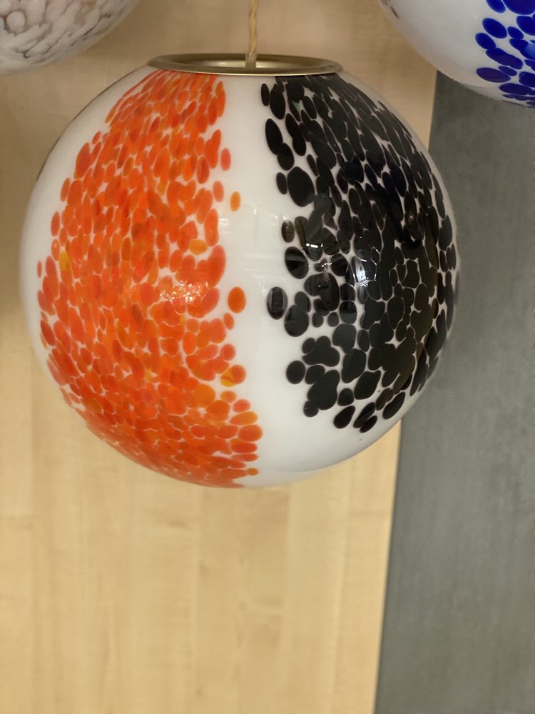 Amber and Black Murrine Sphere Lamp in Murano Glass from Simoeng