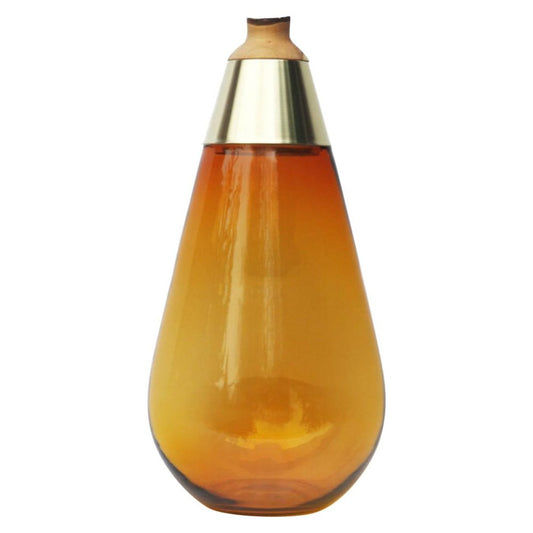 Amber and Brass Sculpted Blown Glass Vase by Pia Wüstenberg