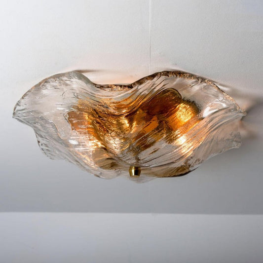 Amber and Clear Flush Mount attributed to J. T. Kalmar for Kalmar, Austria, 1960s