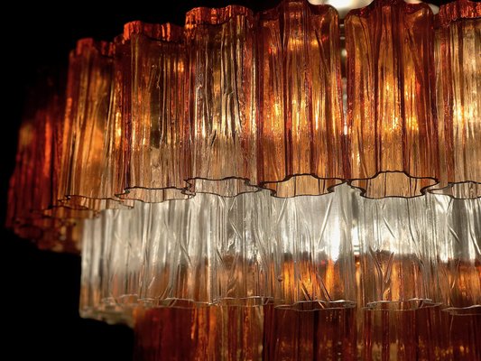 Amber and Ice Color Murano Glass Chandeliers or Flush Mounts, 1970, Set of 2-MBH-1032710