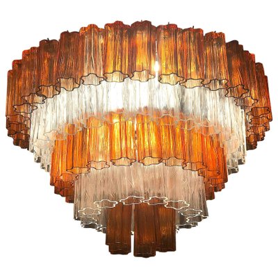 Amber and Ice Color Murano Glass Chandeliers or Flush Mounts, 1970, Set of 2-MBH-1032710