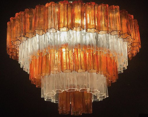 Amber and Ice Color Murano Glass Chandeliers or Flush Mounts, 1970, Set of 2-MBH-1032710