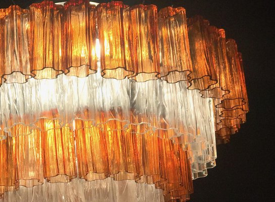 Amber and Ice Color Murano Glass Chandeliers or Flush Mounts, 1970, Set of 2-MBH-1032710