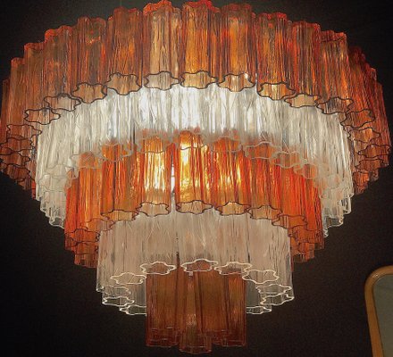 Amber and Ice Color Murano Glass Chandeliers or Flush Mounts, 1970, Set of 2-MBH-1032710