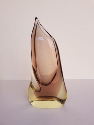 Amber Bohemian Vase with 2 Openings by Klinger Miroslav & Josef Cvrček, 1960s