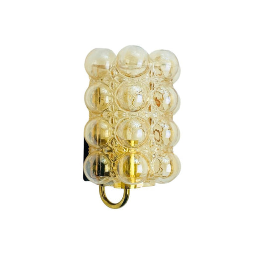 Amber Bubble Glass & Brass Wall Light by Helena Tynell for Limburg, 1960s