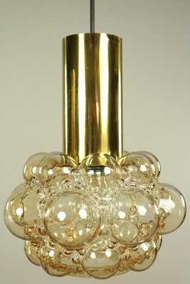 Amber Bubble Glass Pendant Lamps by Helena Tynell for Limburg, 1960s, Set of 2-FUP-657364