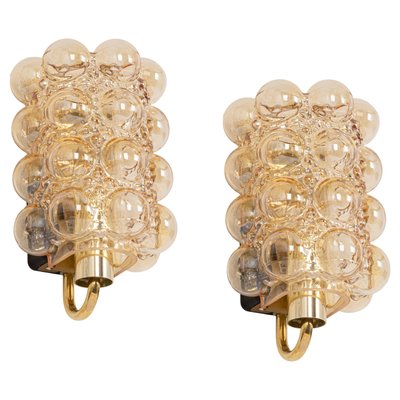 Amber Bubble Glass Sconce by Helena Tynell for Limburg, Germany-UGR-1172948