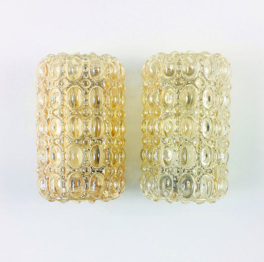 Amber Bubble Glass Wall Lights from Limburg, Germany, 1960s, Set of 2