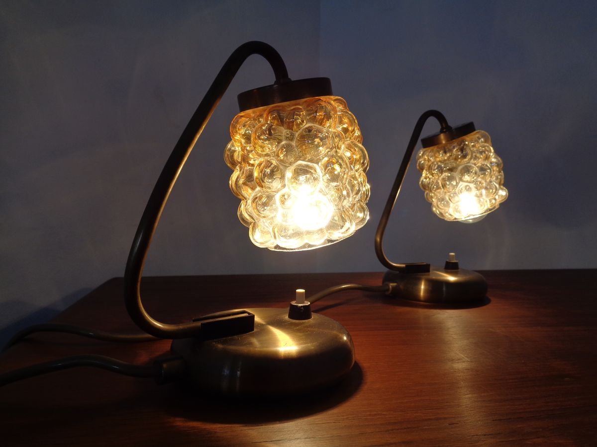 Amber Bubble Table Lamps by Richard Essig for Saku Leuchten, 1960s, Set of 2