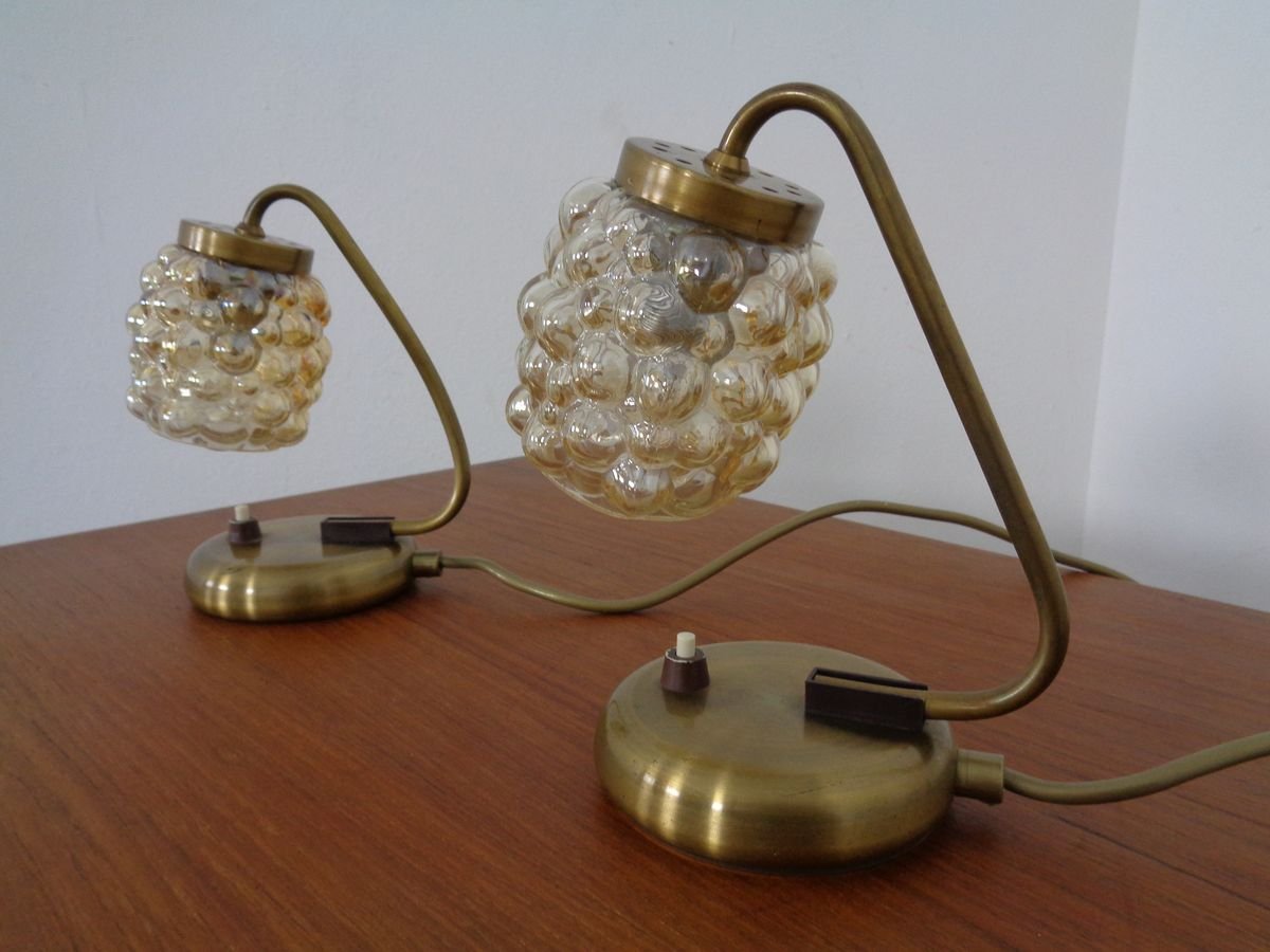 Amber Bubble Table Lamps by Richard Essig for Saku Leuchten, 1960s, Set of 2