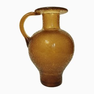 Amber-Colored Frozen Murano Glass Jug by Archimede Seguso, Italy, 1950s-QZG-1315236