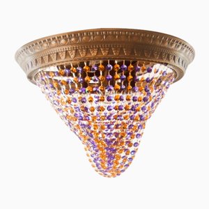 Amber Crystal and Lilac Burnished Brass Ceiling Light-QLH-1358071