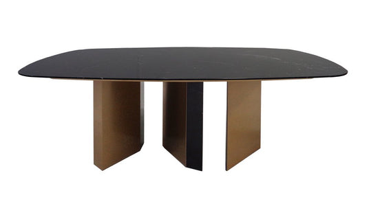 Amber Dining Table with Nero Marquina Marble Top