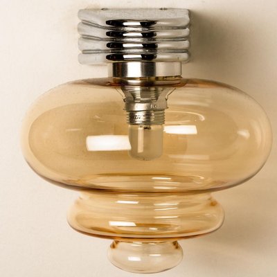 Amber Glass and Chrome Wall Light, 1970s-VDW-1259931