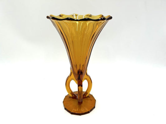 Amber Glass Art Deco Vases, Czech Republic, 1930s, Set of 2