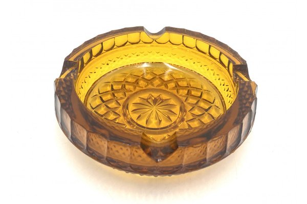 Amber Glass Ashtray from Ząbkowice, Poland, 1960s-BXB-1409005