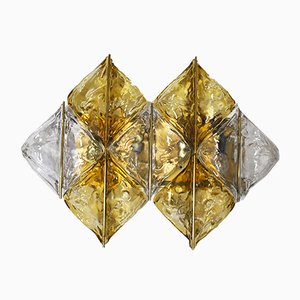 Amber Glass & Brass Sconces from Mazzega, Set of 2-JQO-1056421