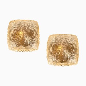 Amber Glass Sconces in Thumbprint Shape, Germany, 1970s, Set of 2-UGR-1094402