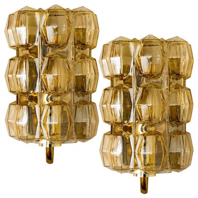 Amber Glass Wall Lights by Helena Tynell for Glashütte, 1960, Set of 2-VDW-968243