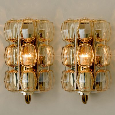 Amber Glass Wall Lights by Helena Tynell for Glashütte, 1960, Set of 2-VDW-968243