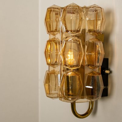 Amber Glass Wall Lights by Helena Tynell for Glashütte, 1960, Set of 2-VDW-968243