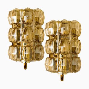 Amber Glass Wall Lights by Helena Tynell for Glashütte, 1960, Set of 2-VDW-968243