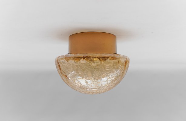 Amber Gold Mushroom Shaped Wall Lamps / Flush Mounts, 1960s, Set of 2-KQB-1816260