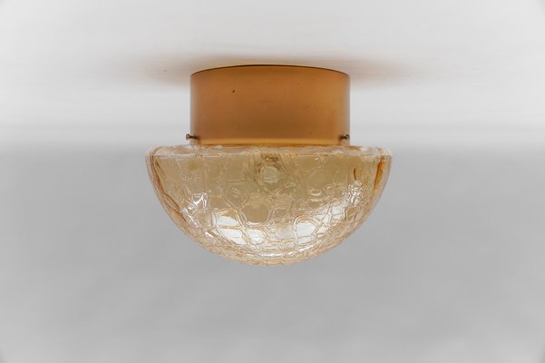 Amber Gold Mushroom Shaped Wall Lamps / Flush Mounts, 1960s, Set of 2-KQB-1816260