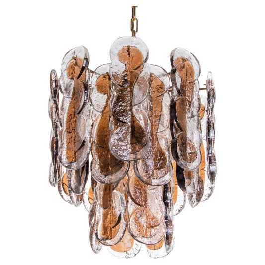 Amber Murano Glass & Brass Kalmar Citrus Chandelier by Carlo Nason, 1960s