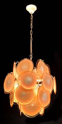 Amber Murano Glass Discs Italian Chandeliers from Vistosi, 1970s, Set of 2-MBH-1032076