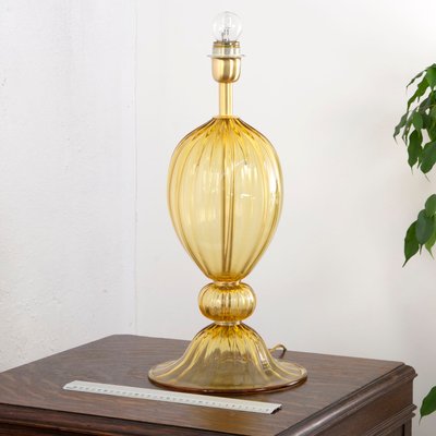 Amber Murano Glass Table Lamp in the style of Mazzega, 1990s-MPO-1113199