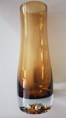 Amber Vase with Processed Glass Bottom, 1960s-QDP-658857