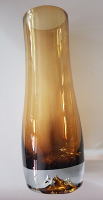 Amber Vase with Processed Glass Bottom, 1960s-QDP-658857