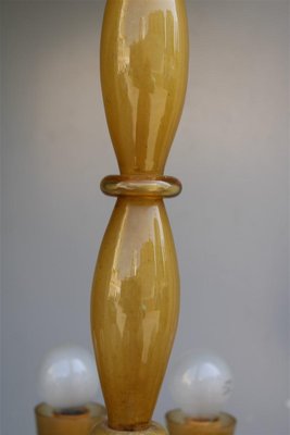 Amber & White Opaline Murano Glass Chandelier from Fratelli Toso, 1930s-EH-1389355